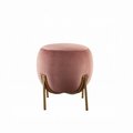 Acme Furniture Industry Inc ACME Furniture 96446 17 in. dia. x 18 in. Spraxis Ottoman; Dusty Rose Corduroy 96446